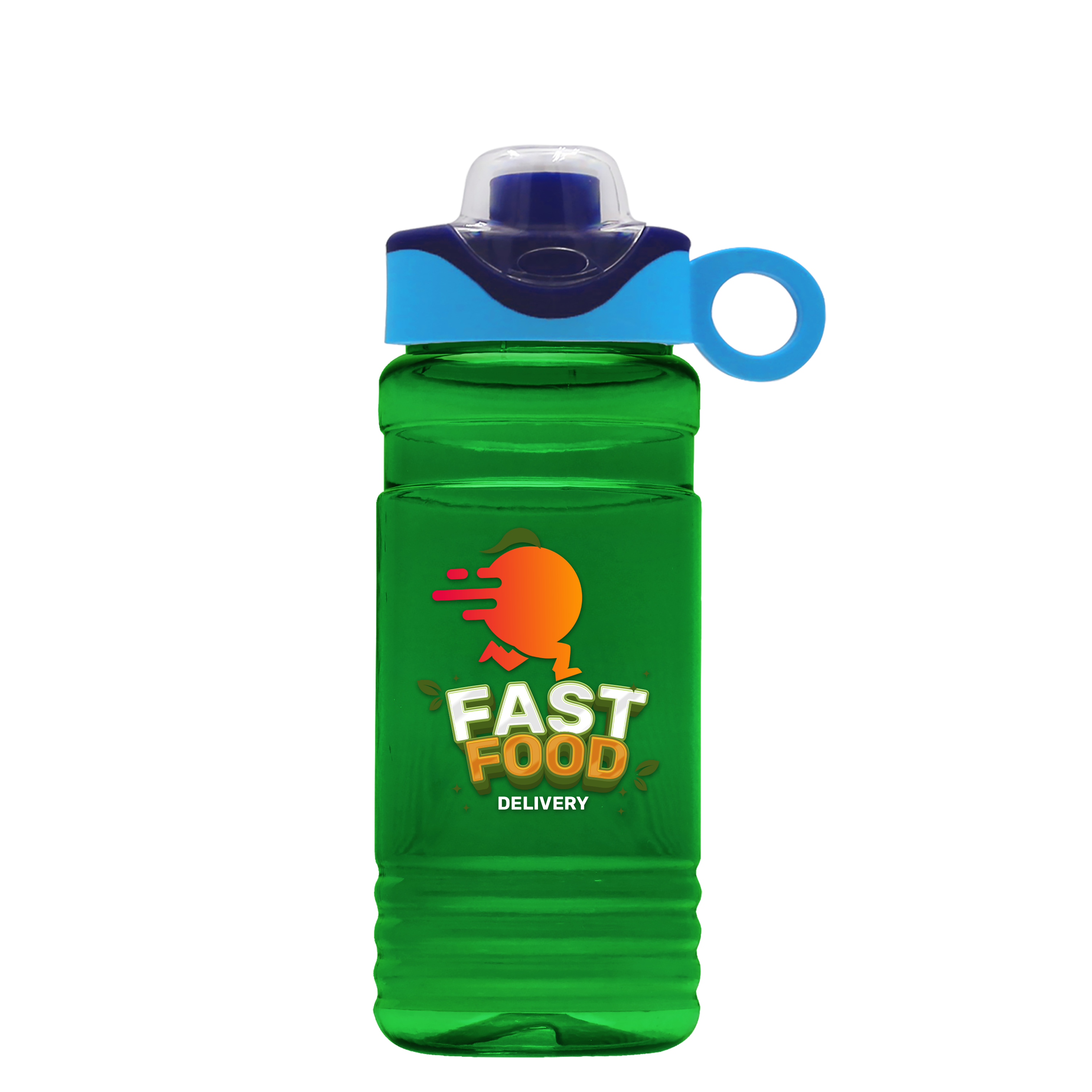 RPET Bottle with Two-Tone Drink-Thru Lid with Silicone Loop - 20 oz.